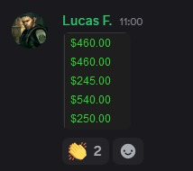 Saques do aluno Lucas