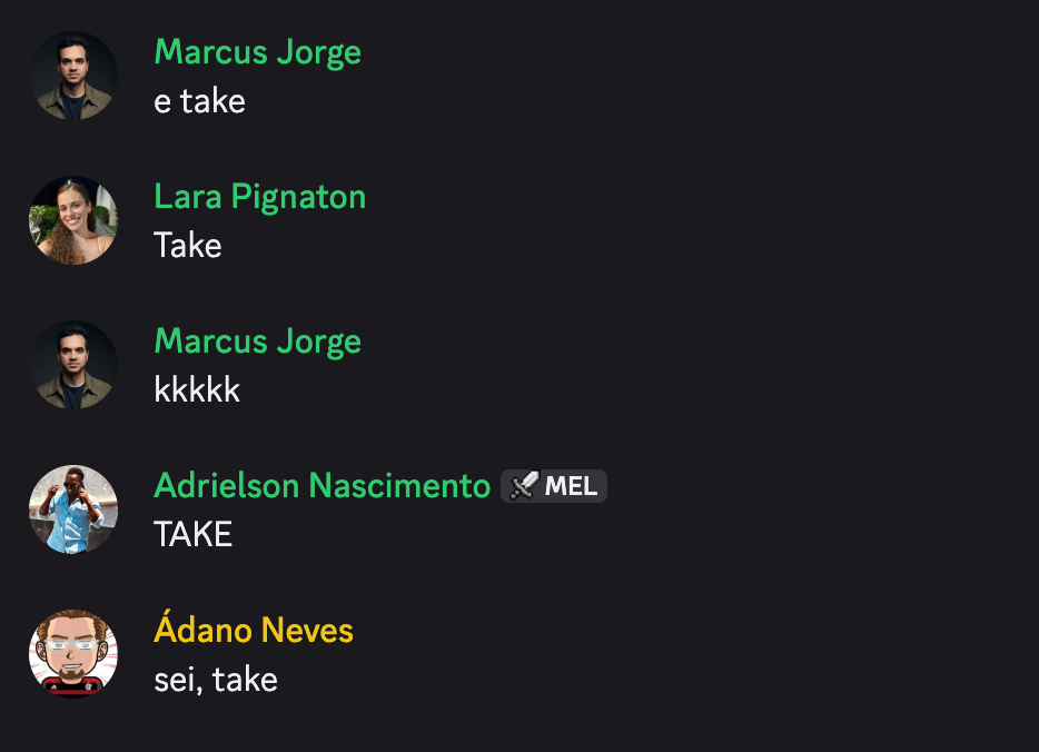 Alunos confirmando os takes da sala